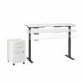 Bush Business Furniture Move 60 Series by 72W x 30D Electric Adjstbl Stand Desk W/ Storage, White W/ Black Base M6S006WH
